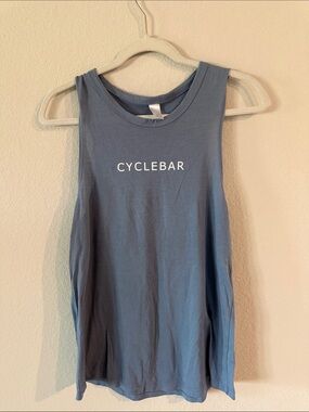 Cyclebar Dusty Blue Muscle Tank with White Logo